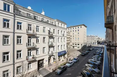 Widok na miasto Warszawa z tego apartamentu