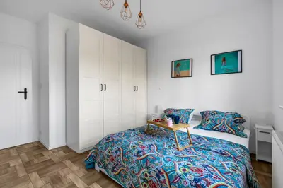Łóżko lub łóżka w pokoju w obiekcie Praga Apartment - Terrace & Parking - by Rentujemy