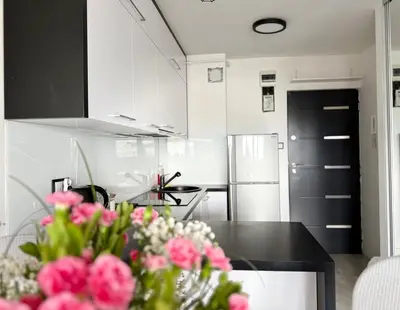 Kuchnia lub aneks kuchenny w obiekcie Cosy Stay Solidarności Avenue Apartment
