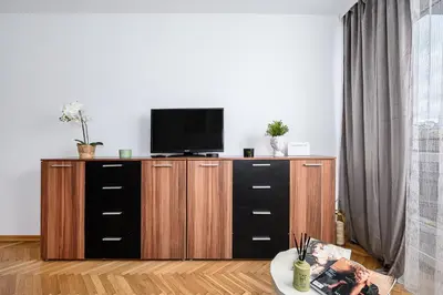 Telewizja i/lub zestaw kina domowego w obiekcie Lumina 2-room apart near Złote Tarasy