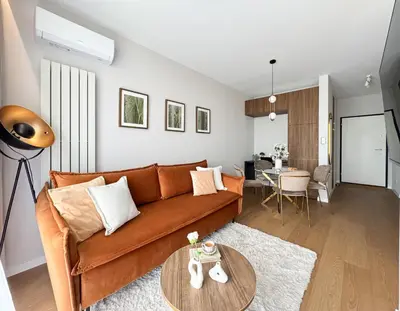 Część wypoczynkowa w obiekcie Deluxe Domaniewska Studio Apartment with AC by Renters Prestige