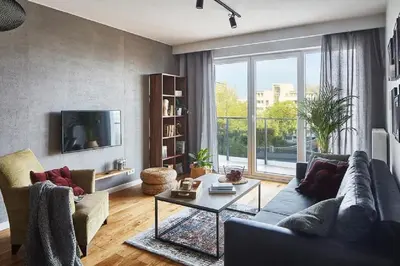 Część wypoczynkowa w obiekcie Elegant Apartment Żoliborz Arkadia by Renters Prestige