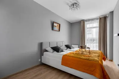 Łóżko lub łóżka w pokoju w obiekcie Białołęka Apt - 61m2, Parking&Balcony - by Rentujemy