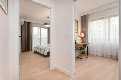 Łóżko lub łóżka w pokoju w obiekcie Domaniewska 34B by Homeprime