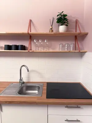 Kuchnia lub aneks kuchenny w obiekcie Pink Studio with balcony - self check-in