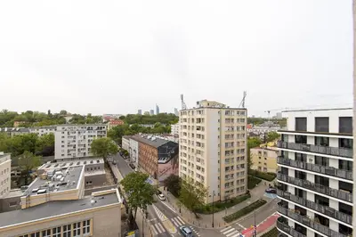 Widok na miasto Warszawa z tego apartamentu