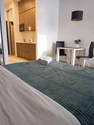 Łóżko lub łóżka w pokoju w obiekcie Zlatarooms 222