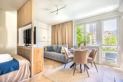 Łóżko lub łóżka w pokoju w obiekcie City Center Sliska 60
