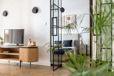 Telewizja i/lub zestaw kina domowego w obiekcie Szmulki Loft Warszawa by Aparo - Metro, Koneser, Stare Miasto, Dworce, Spacer nad Wisłą, Winda, Balkon