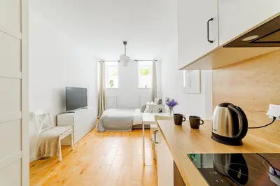Kuchnia lub aneks kuchenny w obiekcie Studio w śródmieściu Warszawy