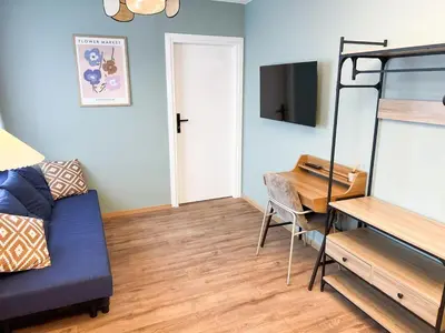 Telewizja i/lub zestaw kina domowego w obiekcie Olive Apartment with balcony