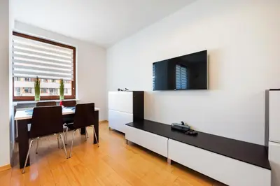 Telewizja i/lub zestaw kina domowego w obiekcie Mokotów Sunlight Apartment by BookingHost
