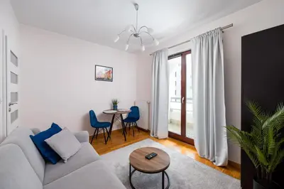 Część wypoczynkowa w obiekcie Metro Młociny Superior Apartment by BookingHost