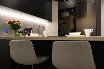 Kuchnia lub aneks kuchenny w obiekcie Family & Business Elegant Apartments Grzybowska 37 Centrum, PARKING, Wi-Fi, Netflix