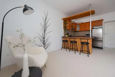 Kuchnia lub aneks kuchenny w obiekcie Bright Apartment Mazowiecka in Warsaw Near Old Town by Noclegi Renters
