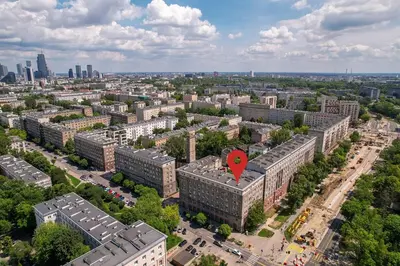 Widok na miasto Warszawa z tego apartamentu