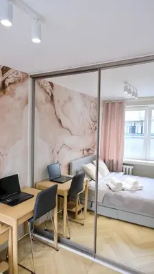 Łóżko lub łóżka w pokoju w obiekcie Modern apartment Powiśle, Warszawa