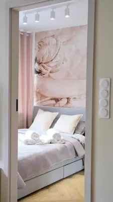 Łóżko lub łóżka w pokoju w obiekcie Modern apartment Powiśle, Warszawa