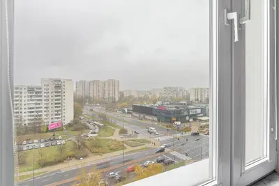 Widok na miasto Warszawa z tego apartamentu