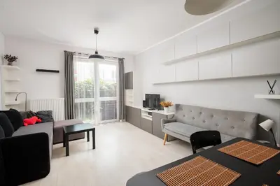 Część wypoczynkowa w obiekcie Bemowo Homely Apartment by BookingHost