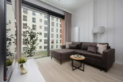 Część wypoczynkowa w obiekcie Towarowa Towers Prestigious Apartaments with AC & Parking in Warsaw by Renters Prestige