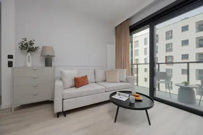 Część wypoczynkowa w obiekcie Towarowa Towers Prestigious Apartaments with AC & Parking in Warsaw by Renters Prestige