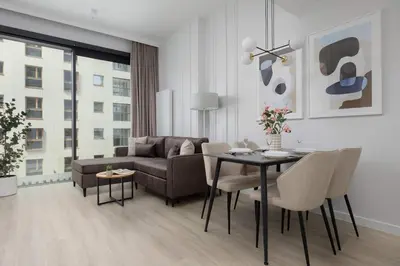 Część wypoczynkowa w obiekcie Towarowa Towers Prestigious Apartaments with AC & Parking in Warsaw by Renters Prestige