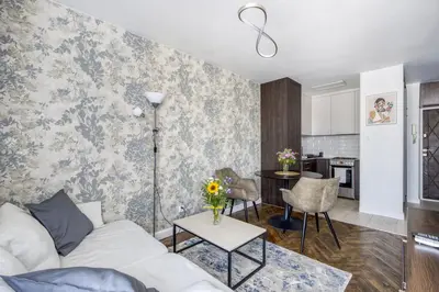 Kuchnia lub aneks kuchenny w obiekcie Powiśle Skyview Apartment