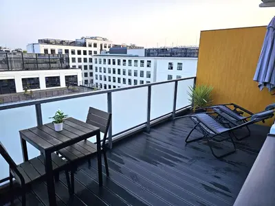 Balkon lub taras w obiekcie Bright Studio Gocławska PGE Narodowy