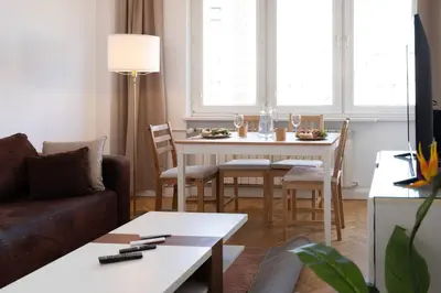 Część wypoczynkowa w obiekcie Cappuccino Apartment Zielna City Center