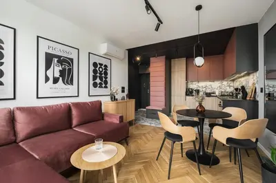 Część wypoczynkowa w obiekcie SKY7 Piwarskiego Design Apartament z widokiem