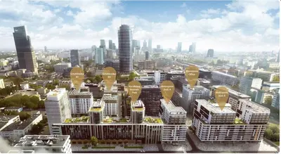 Widok na miasto Warszawa z tego apartamentu