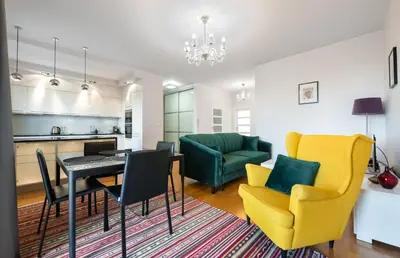 Część wypoczynkowa w obiekcie Mokotów Serenity Premium Apartment by BookingHost