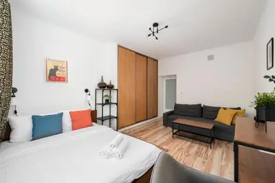 Część wypoczynkowa w obiekcie Metro Młynów Comfort Apartment by Bookinghost