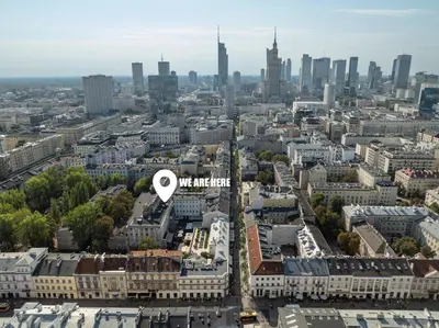 Widok na miasto Warszawa z tego apartamentu