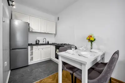 Kuchnia lub aneks kuchenny w obiekcie Bokserska Apt - Chopin Airport Nerby - by Rentujemy