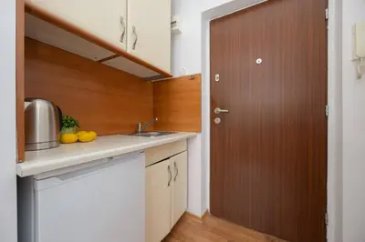 Kuchnia lub aneks kuchenny w obiekcie Cozy Air-conditioned Studio in the Center of Warsaw by Noclegi Renters
