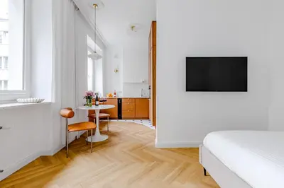 Telewizja i/lub zestaw kina domowego w obiekcie Apartament Warszawski Sznyt