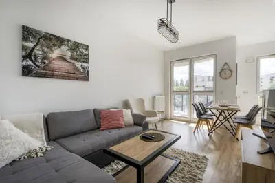 Część wypoczynkowa w obiekcie Warsaw Night Apartments Jurajska Lotnisko Chopina