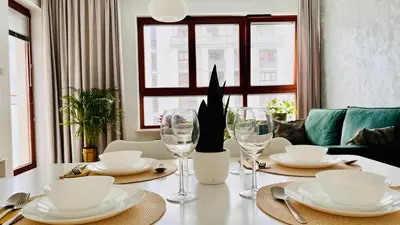 Część wypoczynkowa w obiekcie Rydygiera Modern Apartment 52 m2 with free parking Near Arkadia