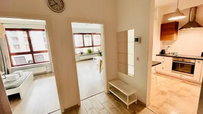 Kuchnia lub aneks kuchenny w obiekcie Rydygiera Modern Apartment 52 m2 with free parking Near Arkadia