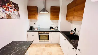 Kuchnia lub aneks kuchenny w obiekcie Rydygiera Modern Apartment 52 m2 with free parking Near Arkadia