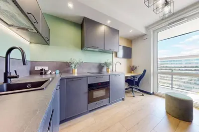 Kuchnia lub aneks kuchenny w obiekcie Sage Studio AC Balcony Parking