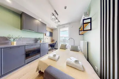Kuchnia lub aneks kuchenny w obiekcie Sage Studio AC Balcony Parking