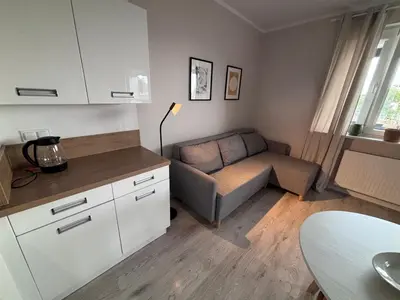 Kuchnia lub aneks kuchenny w obiekcie Oliwkowy Apartament Hennela