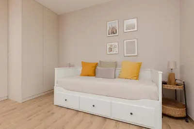 Część wypoczynkowa w obiekcie Cozy & Bright Studio Zupnicza by Noclegi Renters