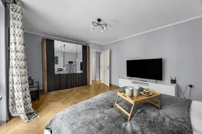 Telewizja i/lub zestaw kina domowego w obiekcie Powiśle Apt - Balcony, Workspace - by Rentujemy