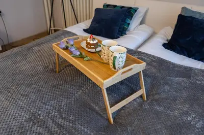 Część wypoczynkowa w obiekcie Powiśle Apt - Balcony, Workspace - by Rentujemy