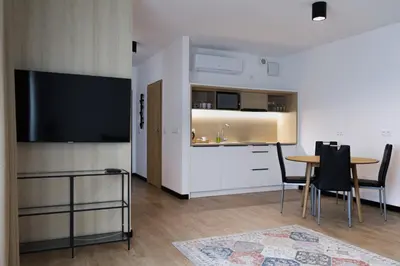 Kuchnia lub aneks kuchenny w obiekcie Modern Apartment near National Stadium