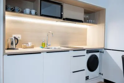 Kuchnia lub aneks kuchenny w obiekcie Modern Apartment near National Stadium